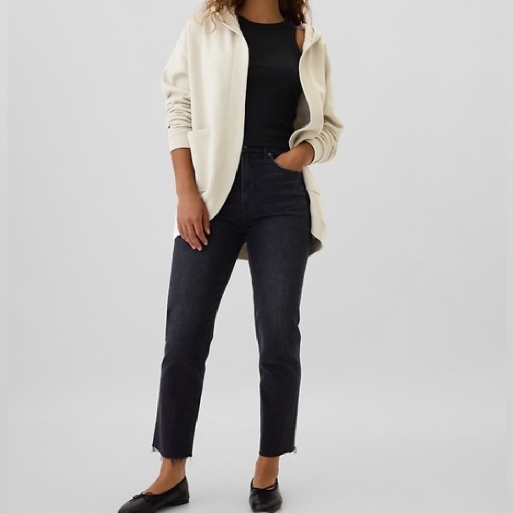 Gap Relaxed Long Open-Front Hoodie light tan/beige size small NWT